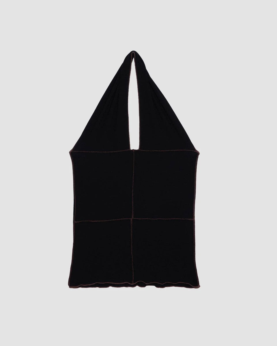 ◇Pleasenofollow◇ Juni Lace Shirring Halter Top Charcoal Juniors' SO® Crochet High Neck Halter Top