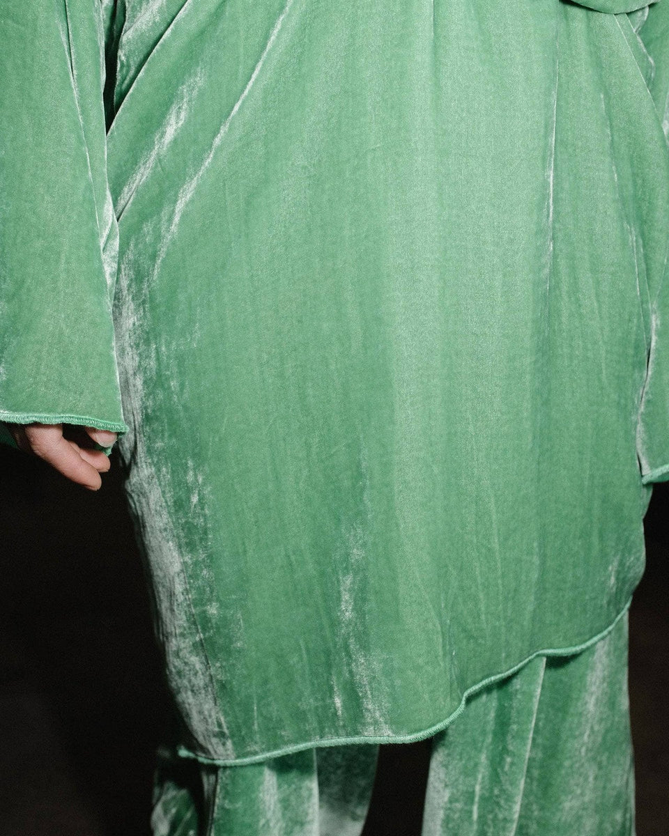 Baserange Unir Velvet dress in Vella Green – kyo journal