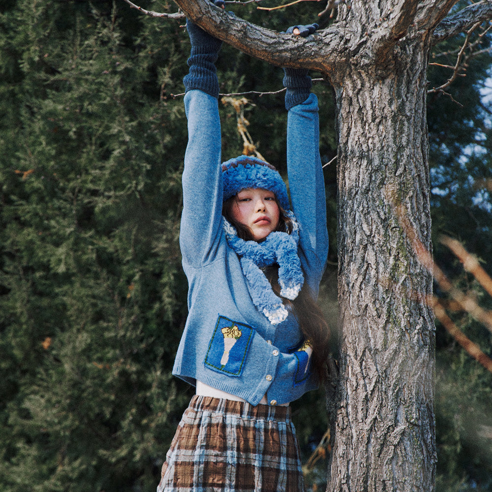 MISU À BARBE BOUQUET CARDIGAN BLUE