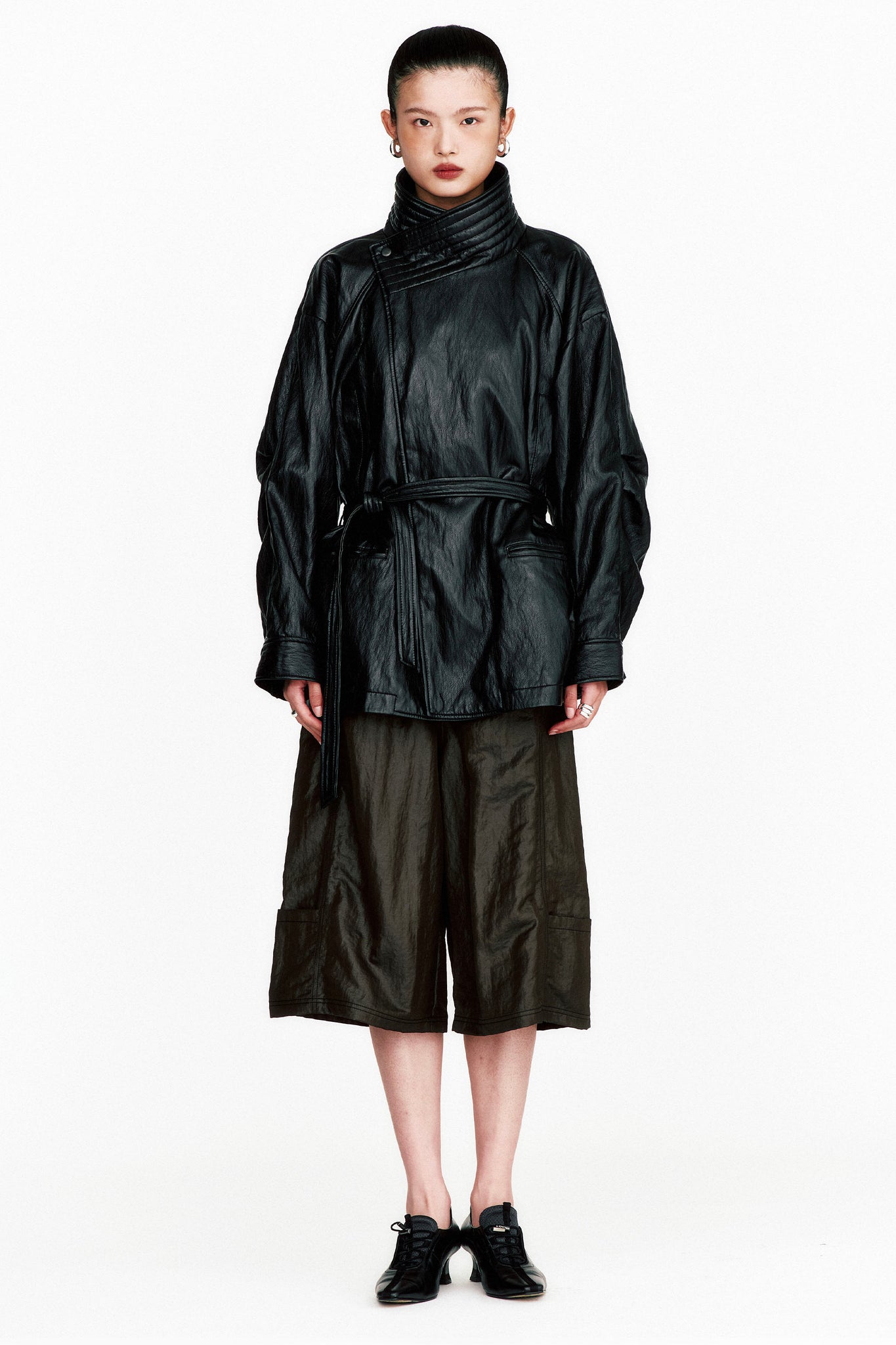 THEILMA PLUTO PU LEATHER HALF COAT