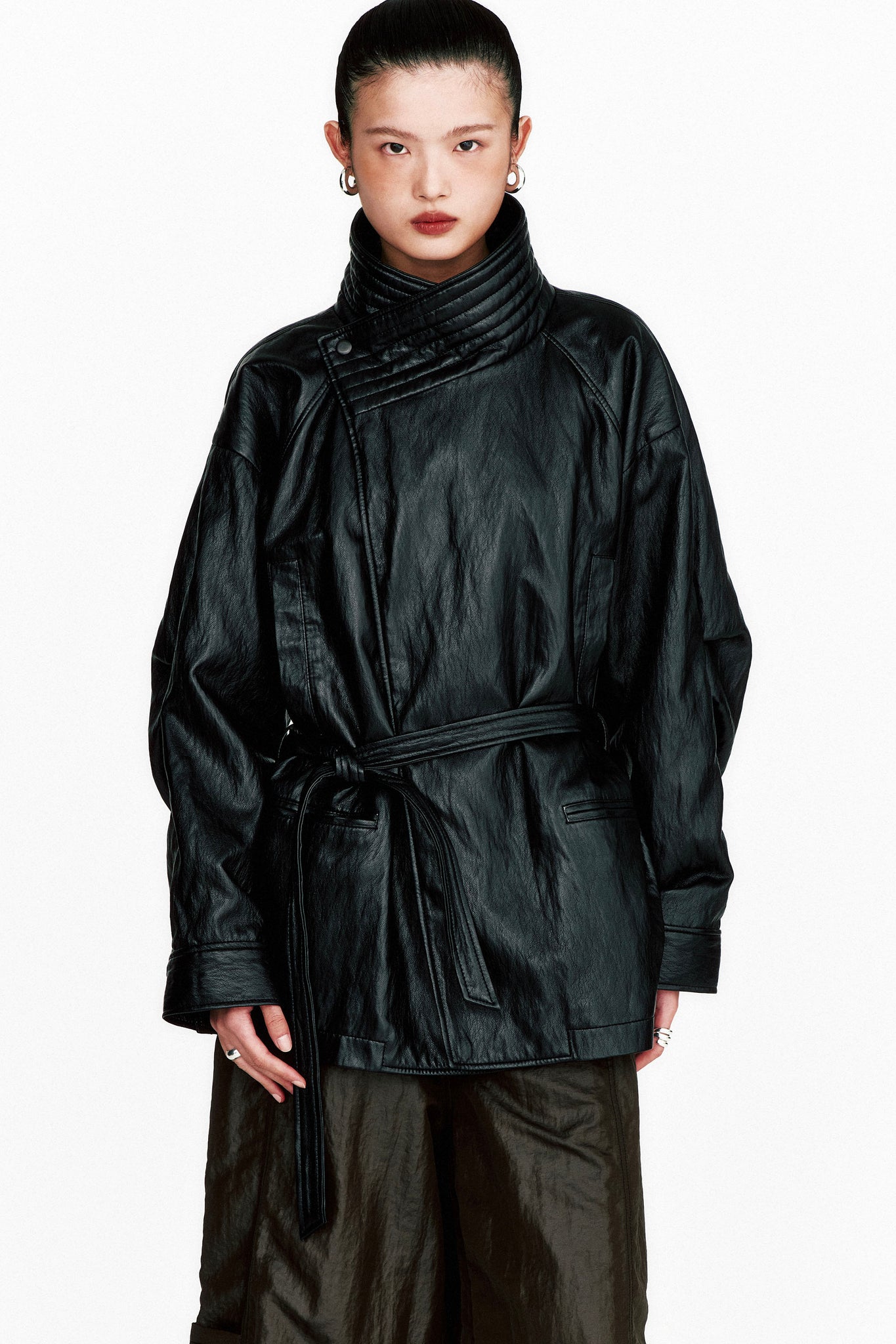 THEILMA PLUTO PU LEATHER HALF COAT