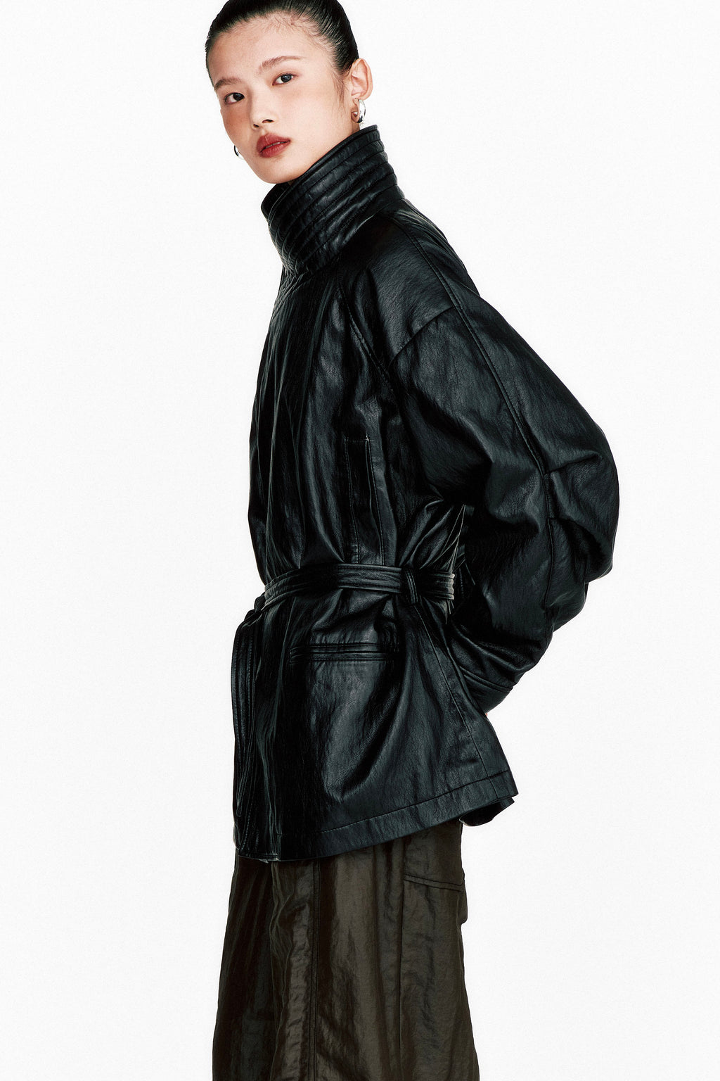 THEILMA PLUTO PU LEATHER HALF COAT