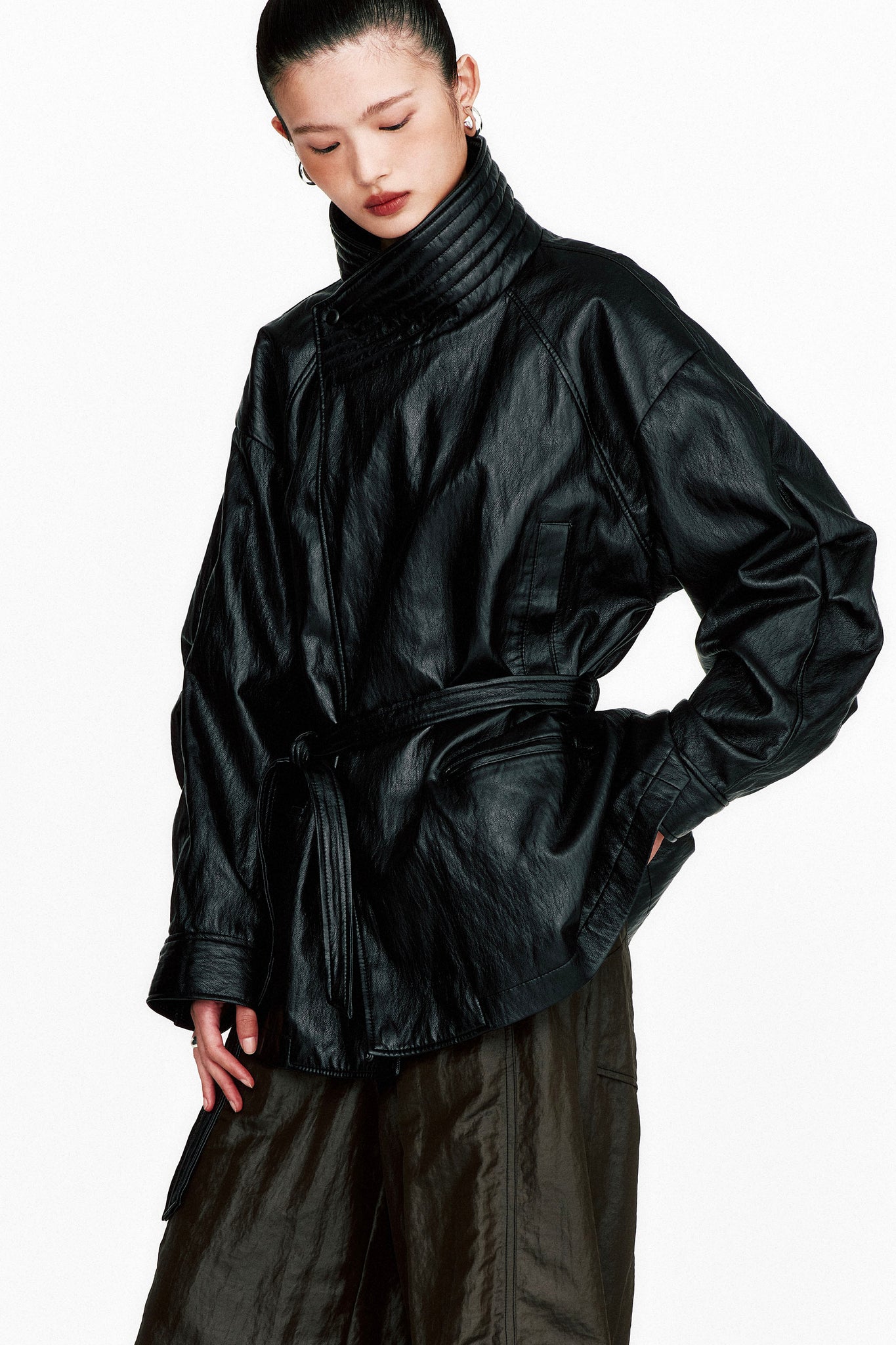 THEILMA PLUTO PU LEATHER HALF COAT