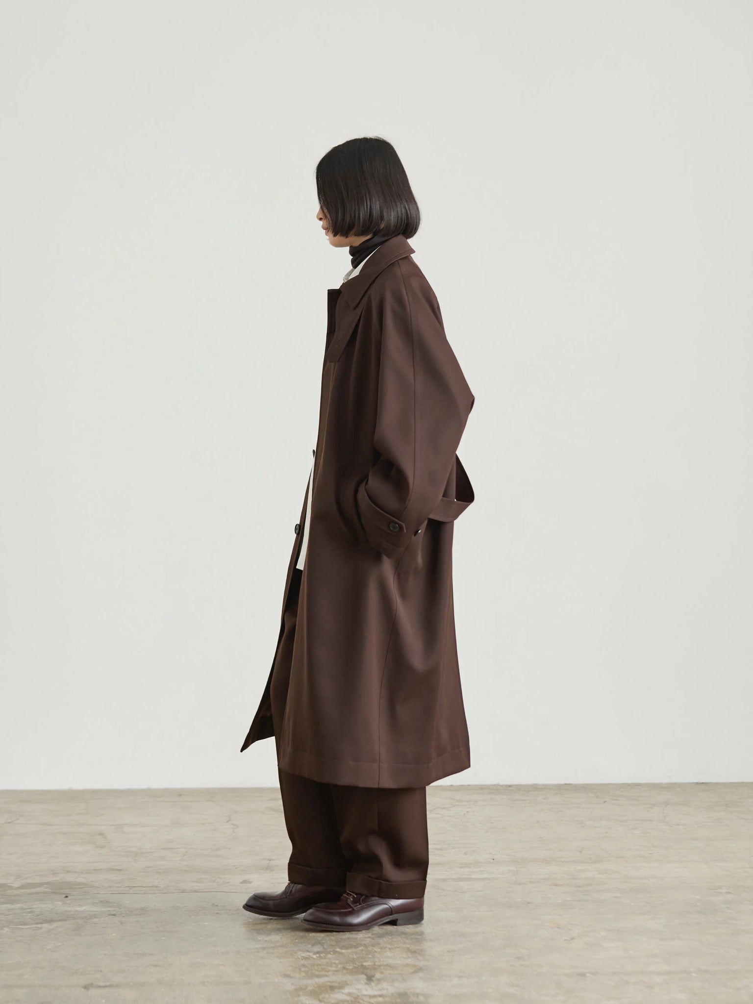 nicholson&nicholson FIGARO WOOL COAT BROWN