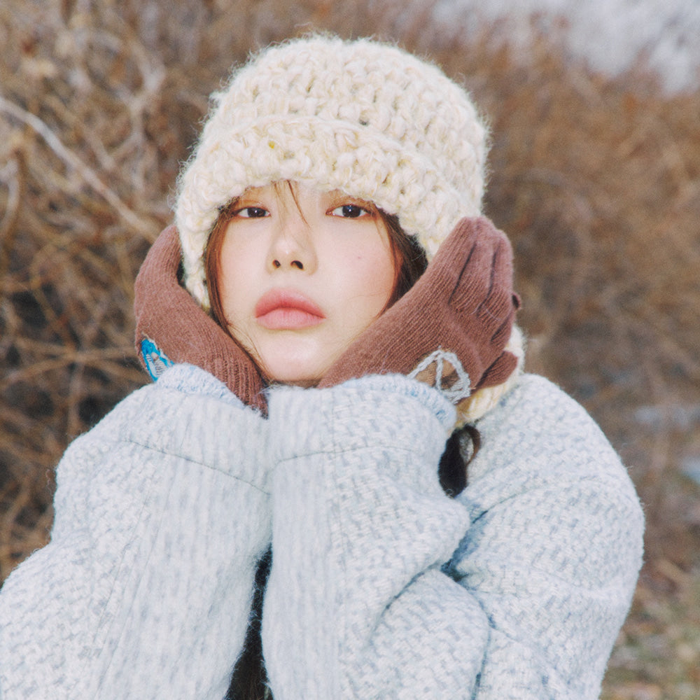 MISU À BARBE TINY LETTER GLOVES BROWN