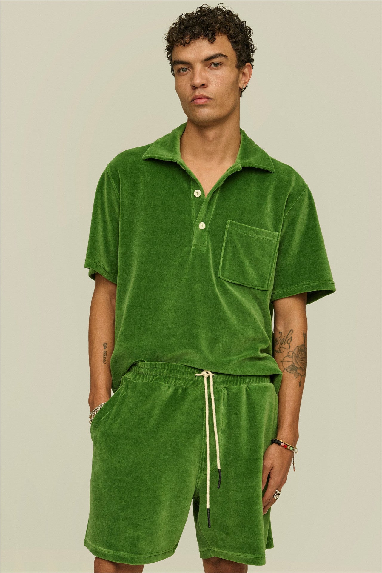 OAS COMPANY Penny Green Velour Shorts