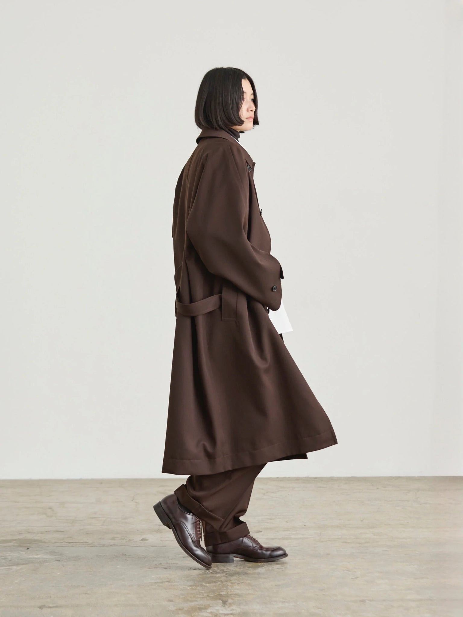 nicholson&nicholson FIGARO WOOL COAT BROWN