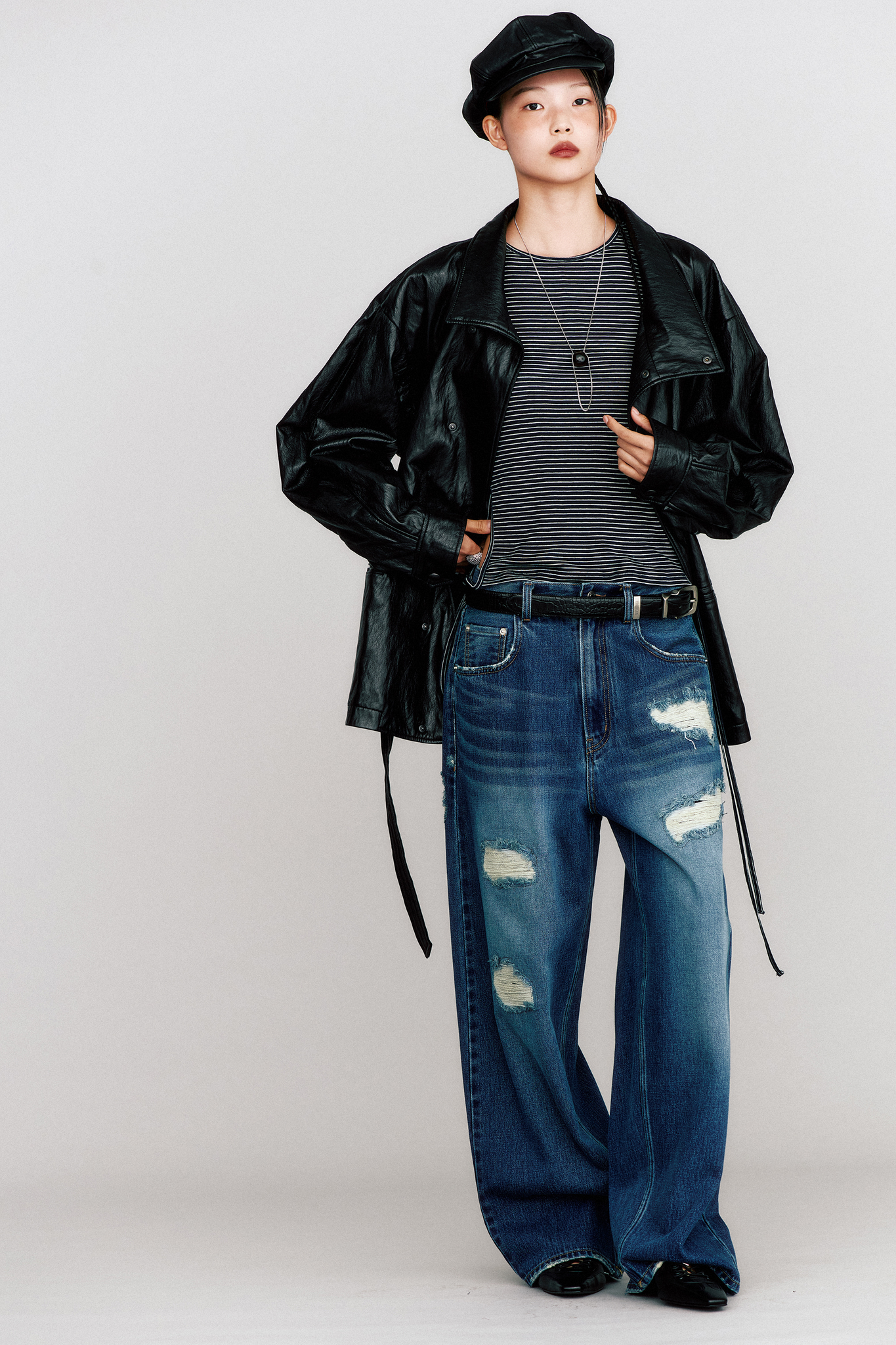 THEILMA PLUTO PU LEATHER HALF COAT