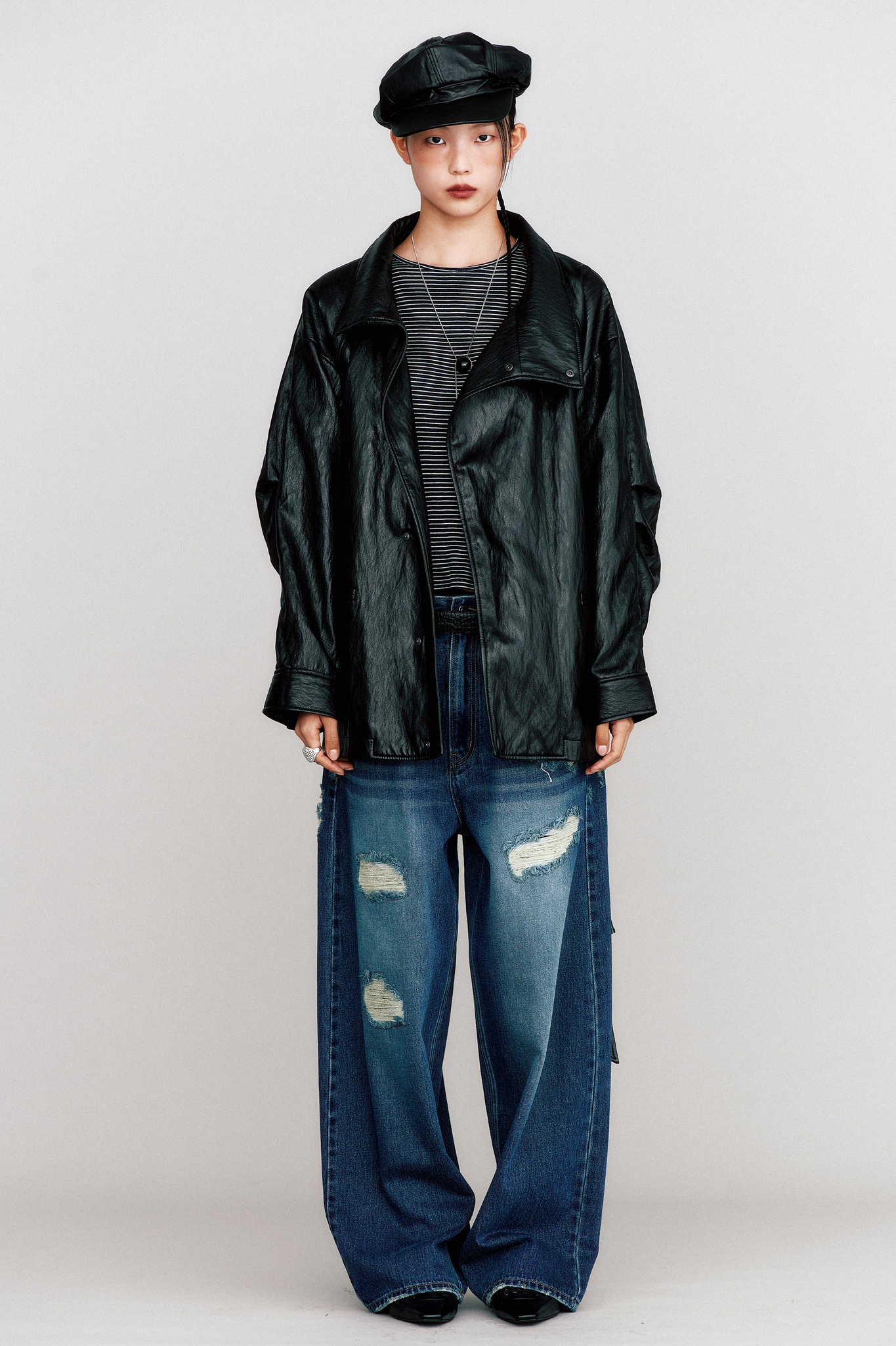 THEILMA PLUTO PU LEATHER HALF COAT