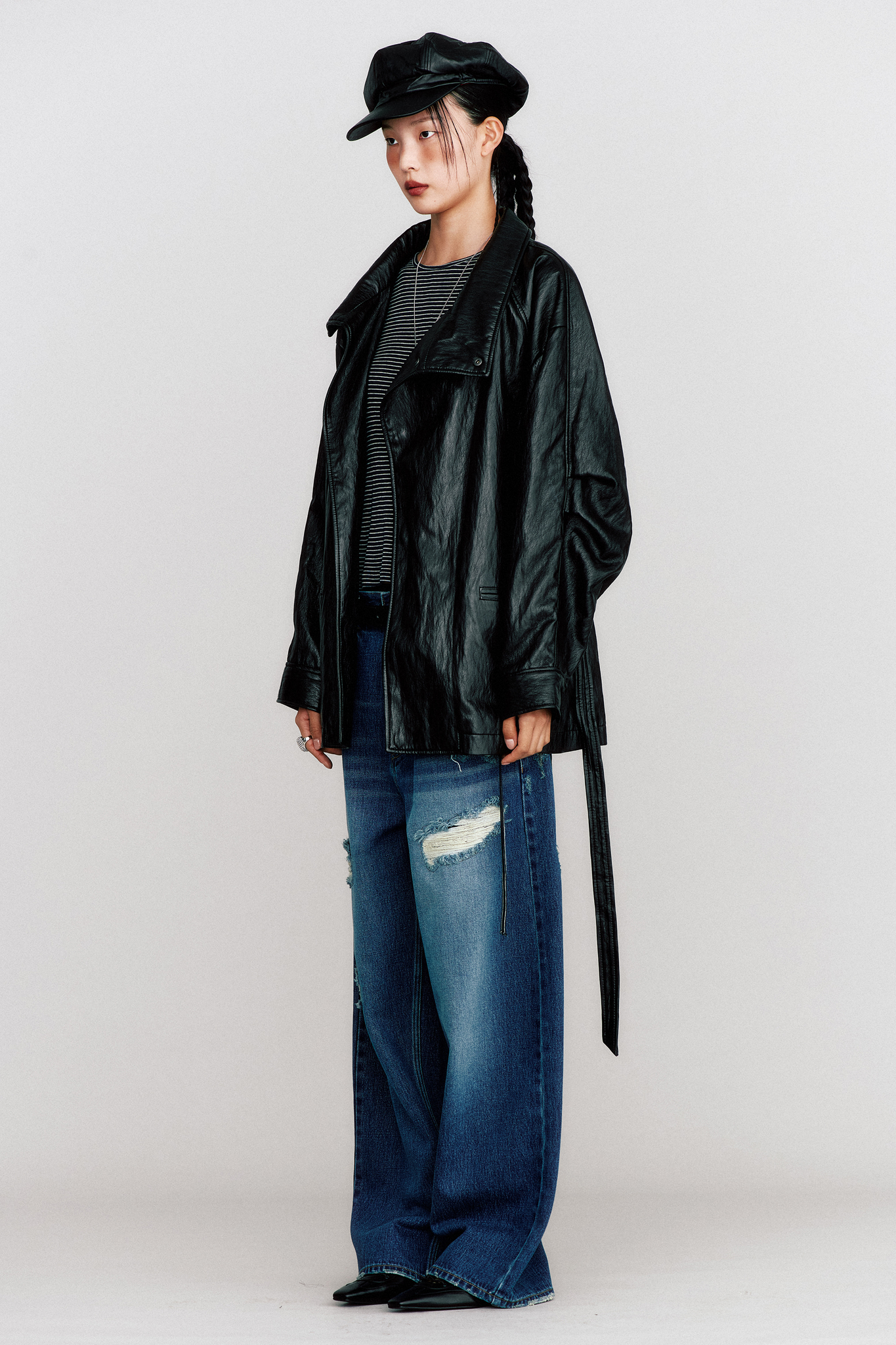 THEILMA PLUTO PU LEATHER HALF COAT