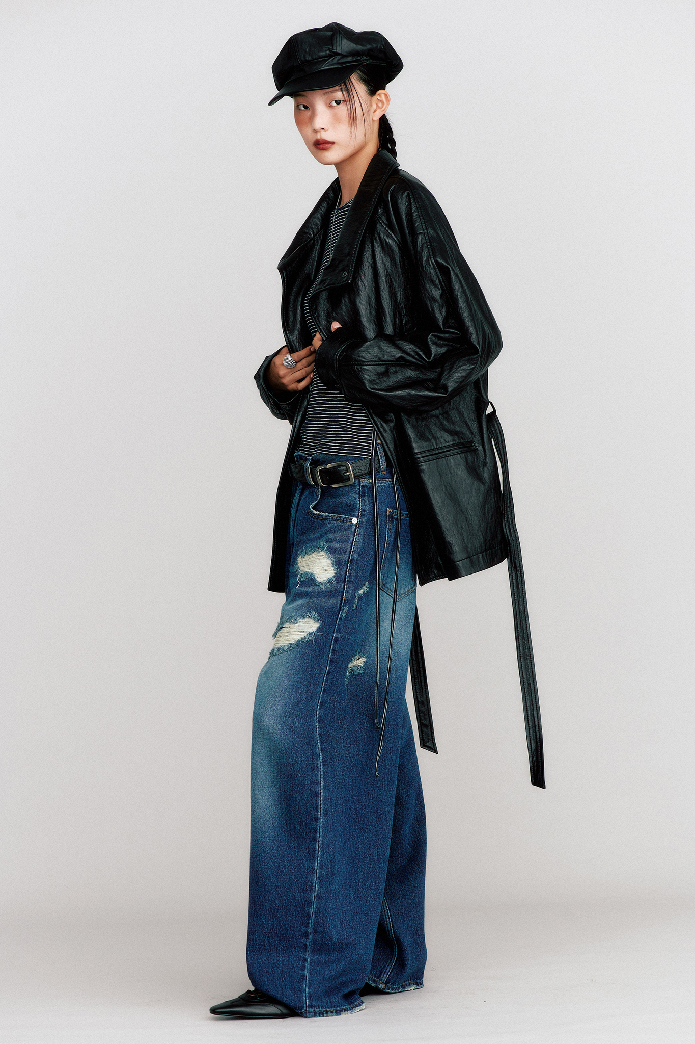 THEILMA PLUTO PU LEATHER HALF COAT