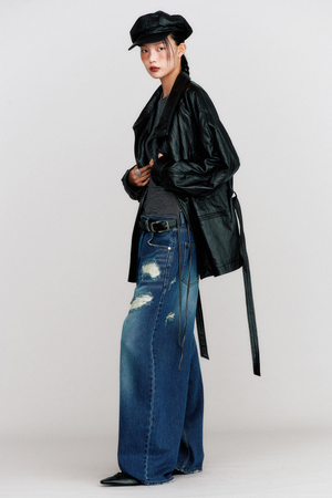 THEILMA PLUTO PU LEATHER HALF COAT