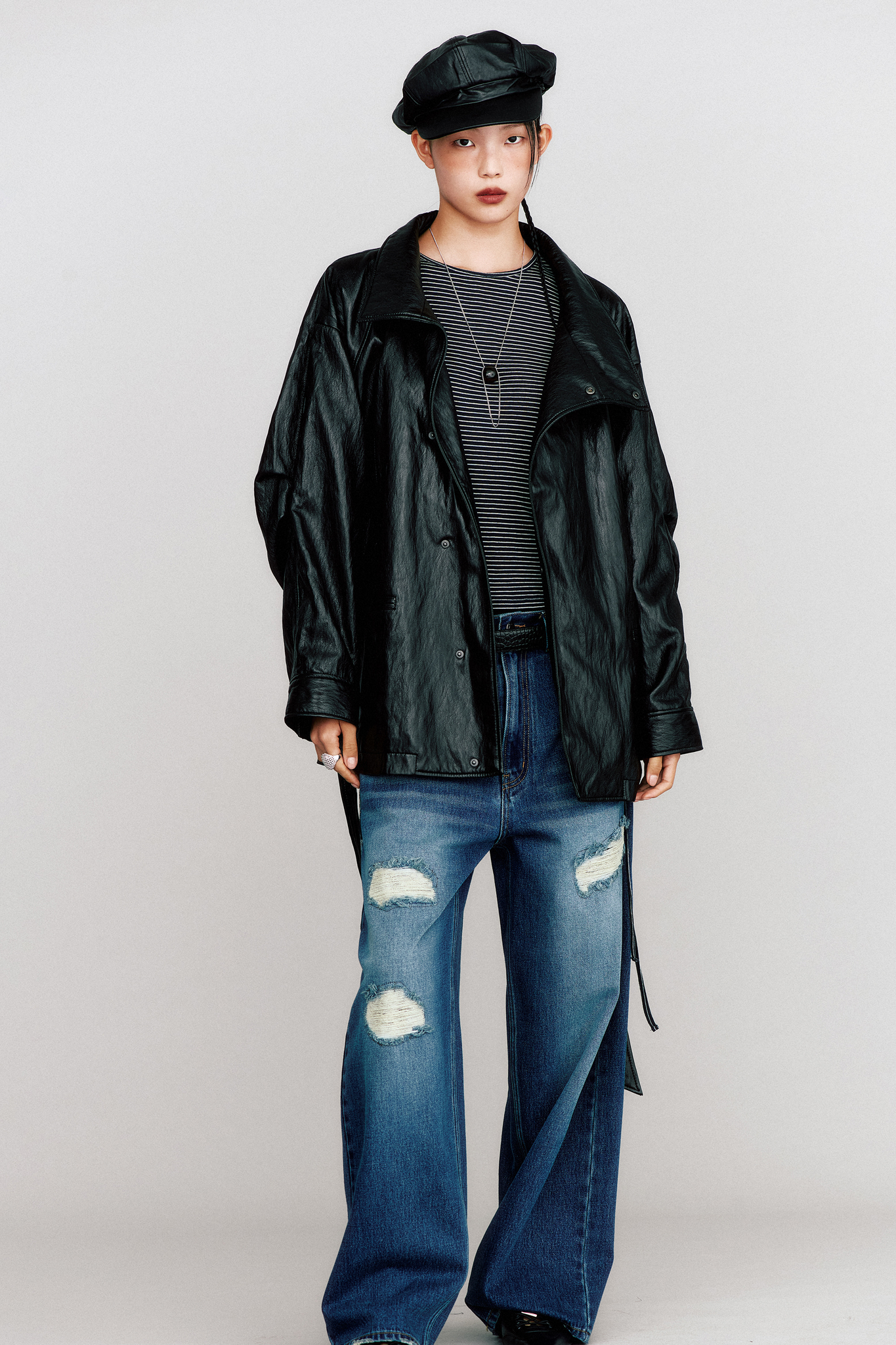 THEILMA PLUTO PU LEATHER HALF COAT