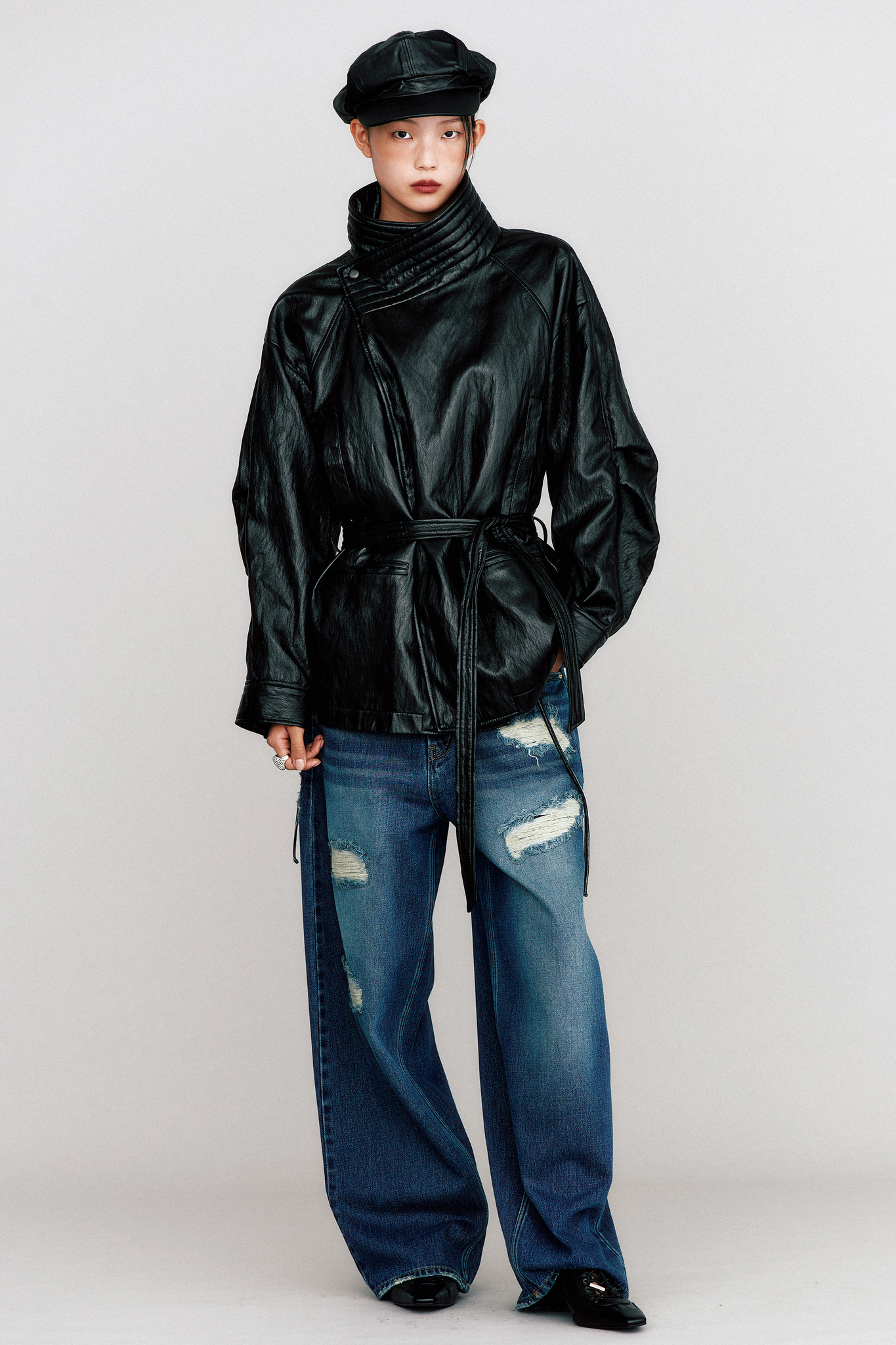 THEILMA PLUTO PU LEATHER HALF COAT