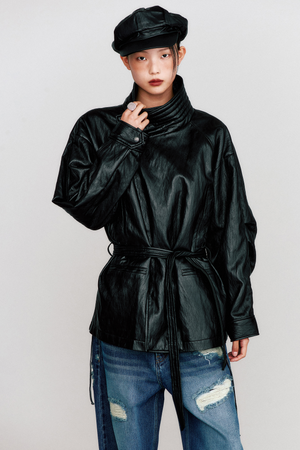 THEILMA PLUTO PU LEATHER HALF COAT