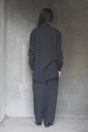 TOKIARI 'TOBARI' DOUBLE BUTTON COLLAR GATHERED SHIRT