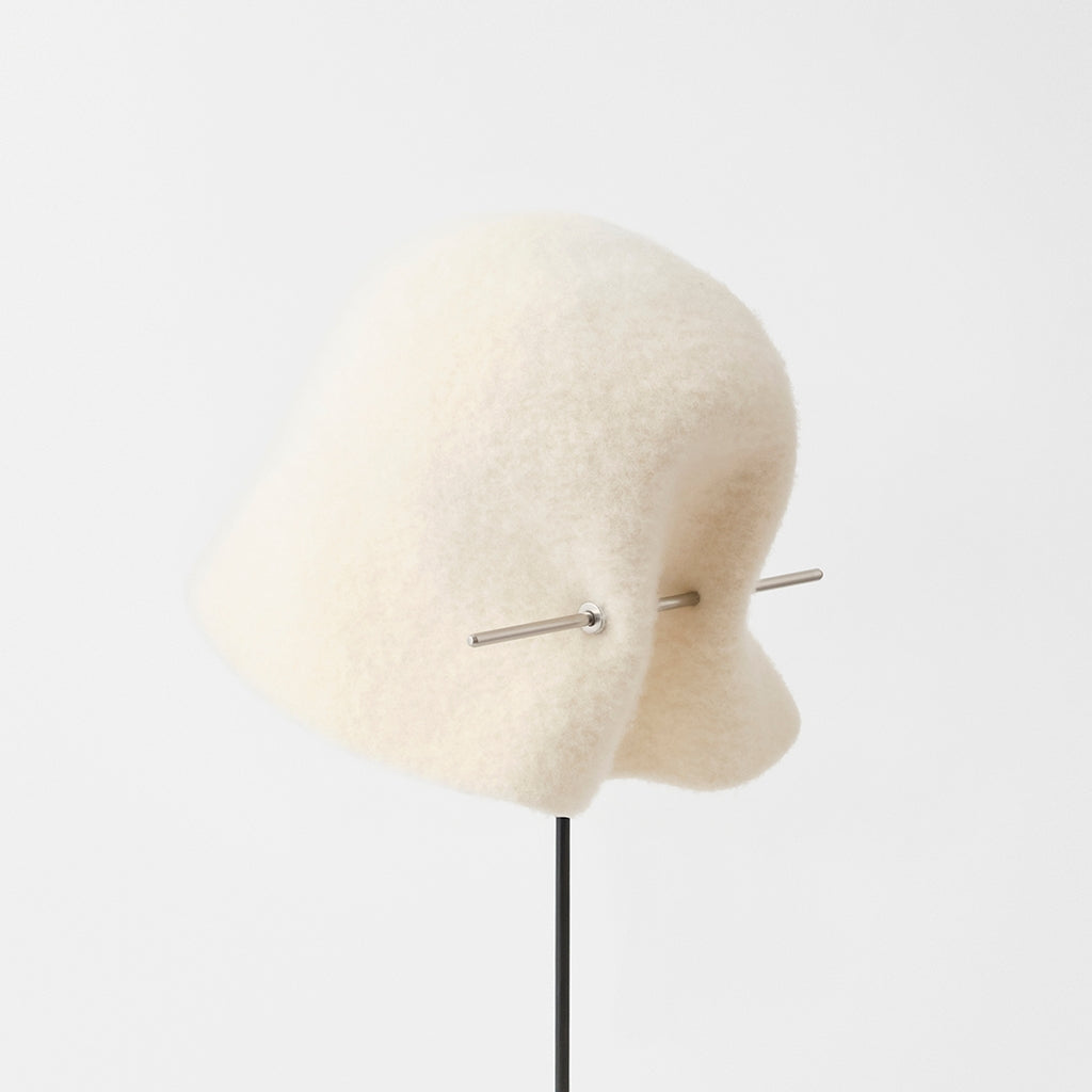 mature ha bell hat stainless steel stick cashmere white