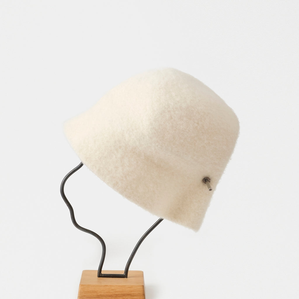 mature ha bell hat stainless steel stick cashmere white