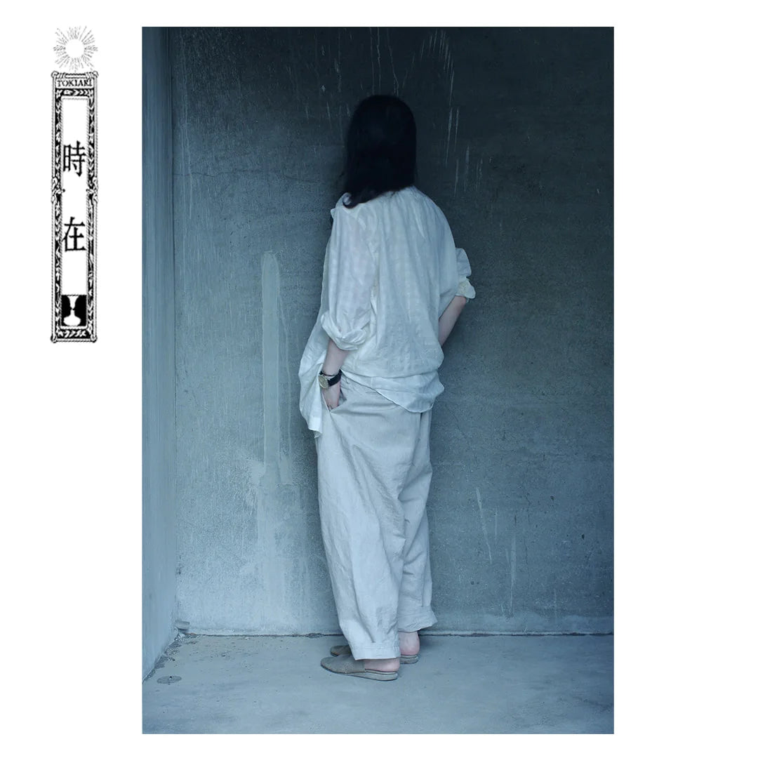 TOKIARI 'JAN' THREE-TUCK CIRCULAR CROTCH WIDE PANTS