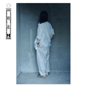 TOKIARI 'JAN' THREE-TUCK CIRCULAR CROTCH WIDE PANTS