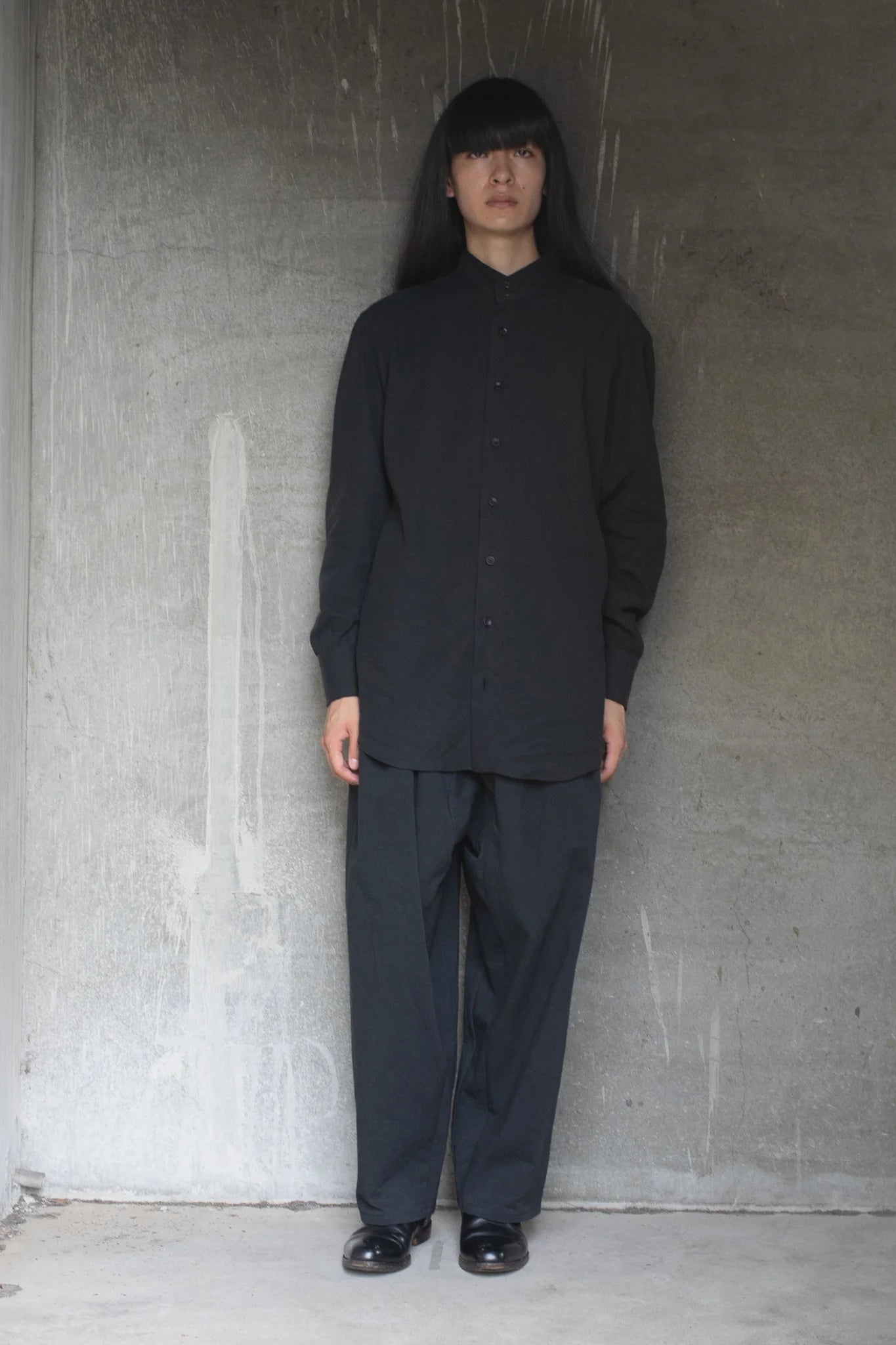 TOKIARI 'TOBARI' DOUBLE BUTTON COLLAR GATHERED SHIRT
