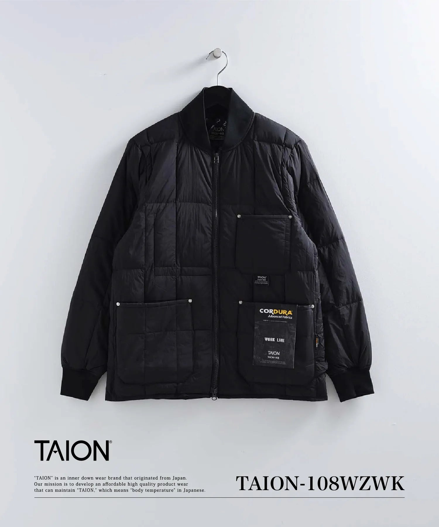 Taion Work Rib-Neck Double-Zip Down Jacket CORDURA