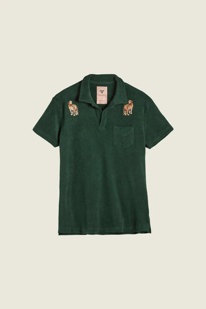 OAS COMPANY Green Tiger Polo Terry Shirt