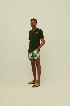 OAS COMPANY Green Tiger Polo Terry Shirt