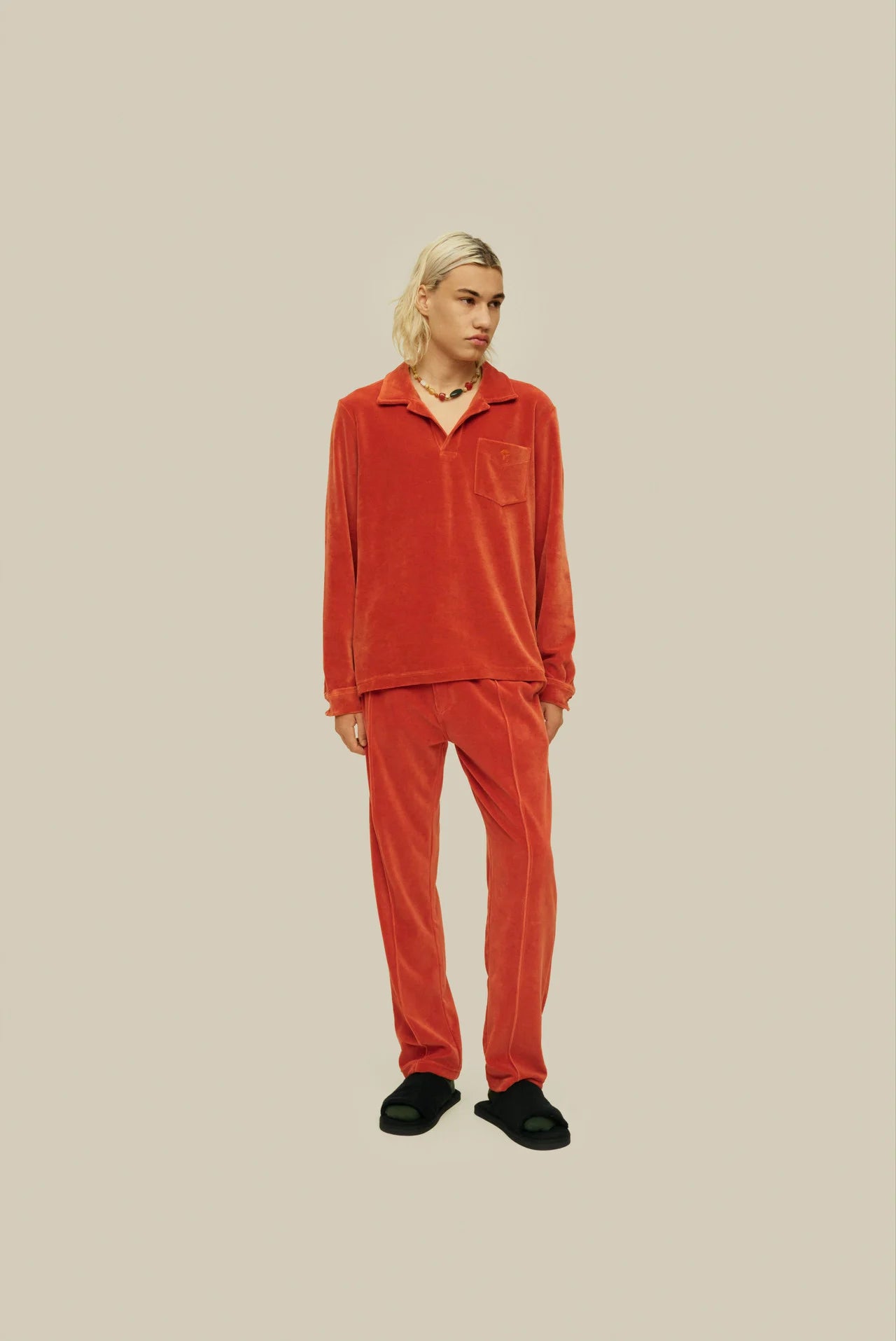 OAS COMPANY Burnt Orange Velour Long Sleeve