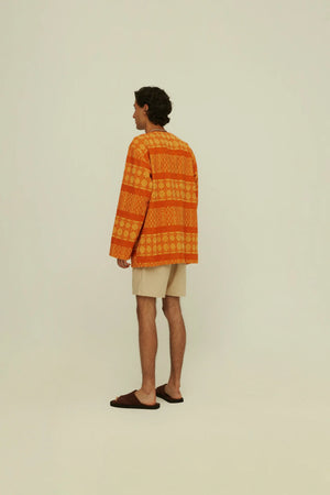 OAS Company ORANGE VENTURA TERRY CARDIGAN