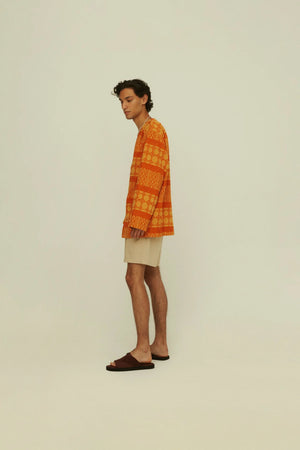 OAS Company ORANGE VENTURA TERRY CARDIGAN