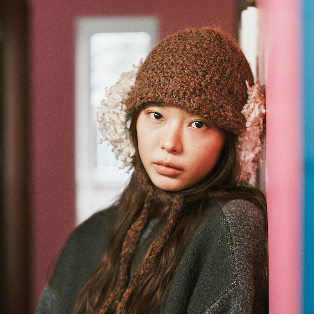 Misu à Barbe POSY STRING HAT BROWN