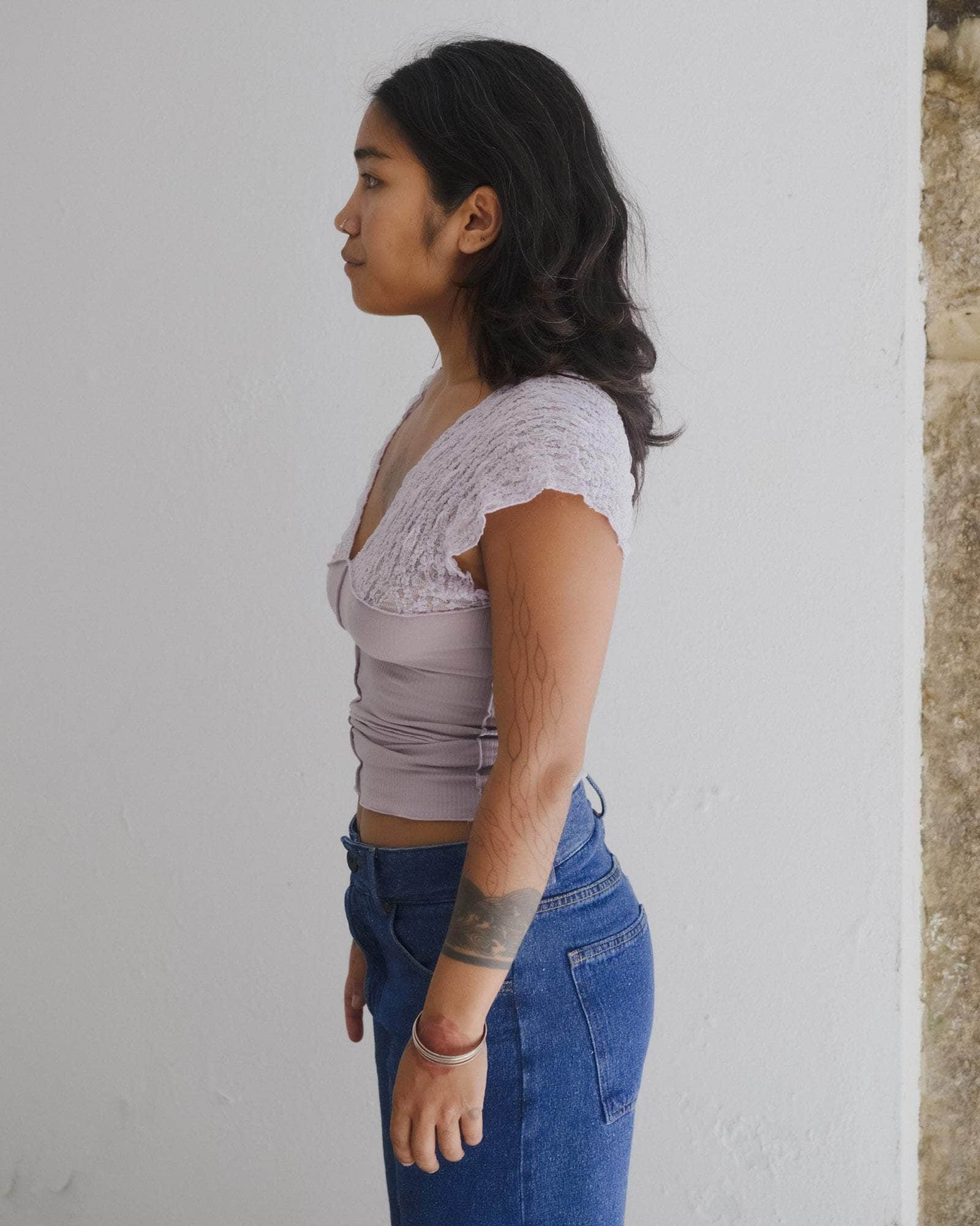 Baserange Nehru Tank - Organic Cotton Lace