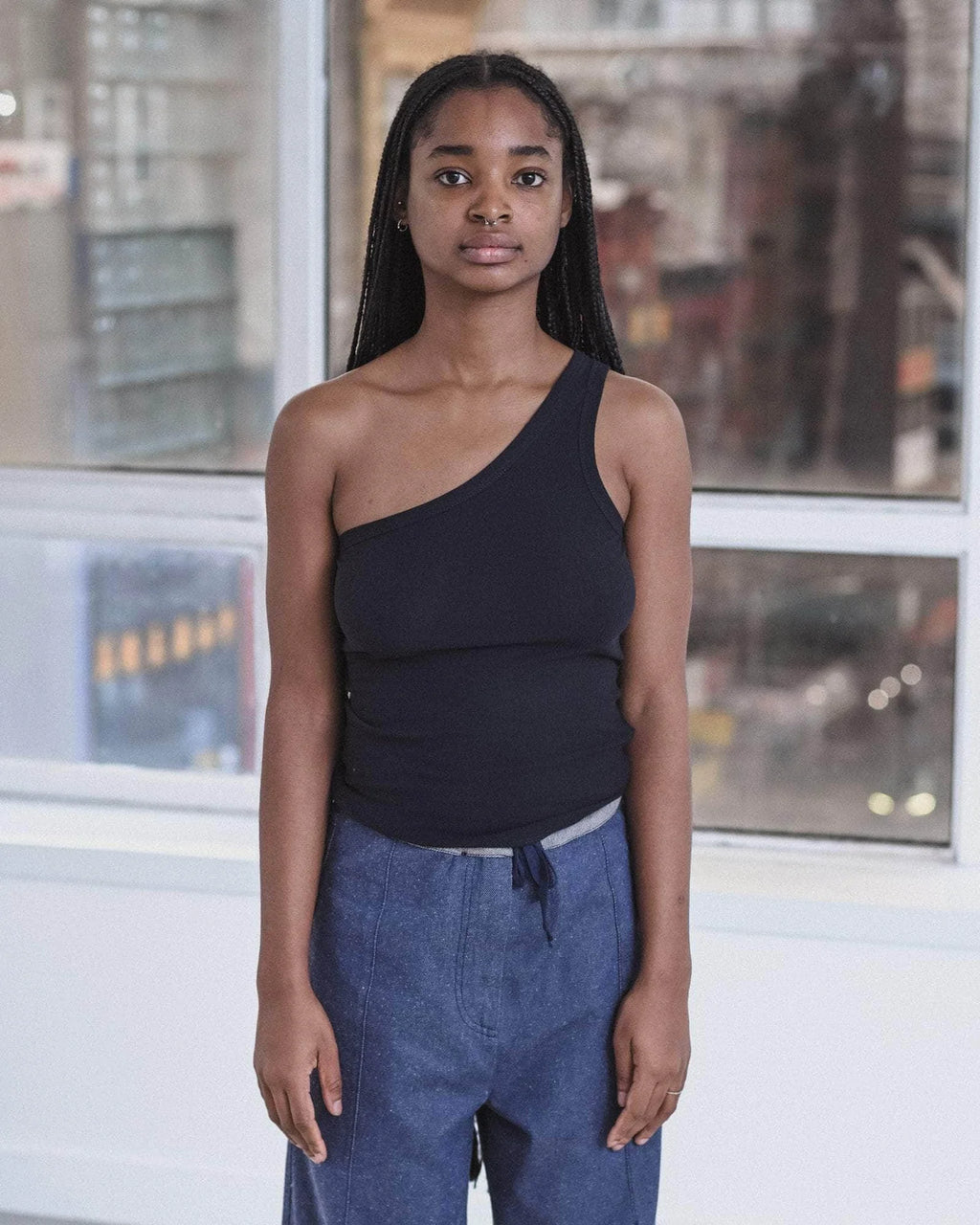 Baserange Speck Top - Organic Cotton Rib Murano navy