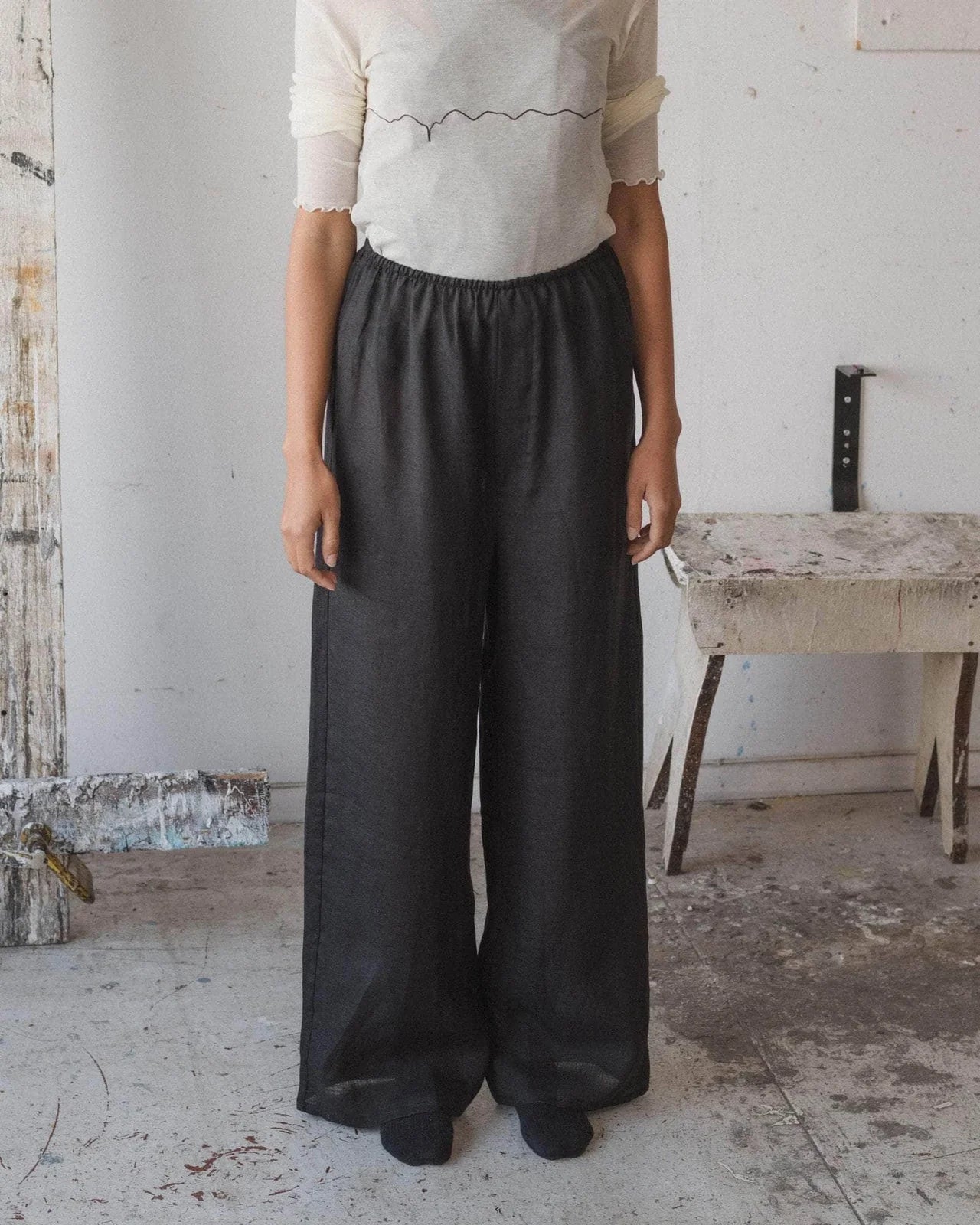 Baserange Stoa Pants Black Linen