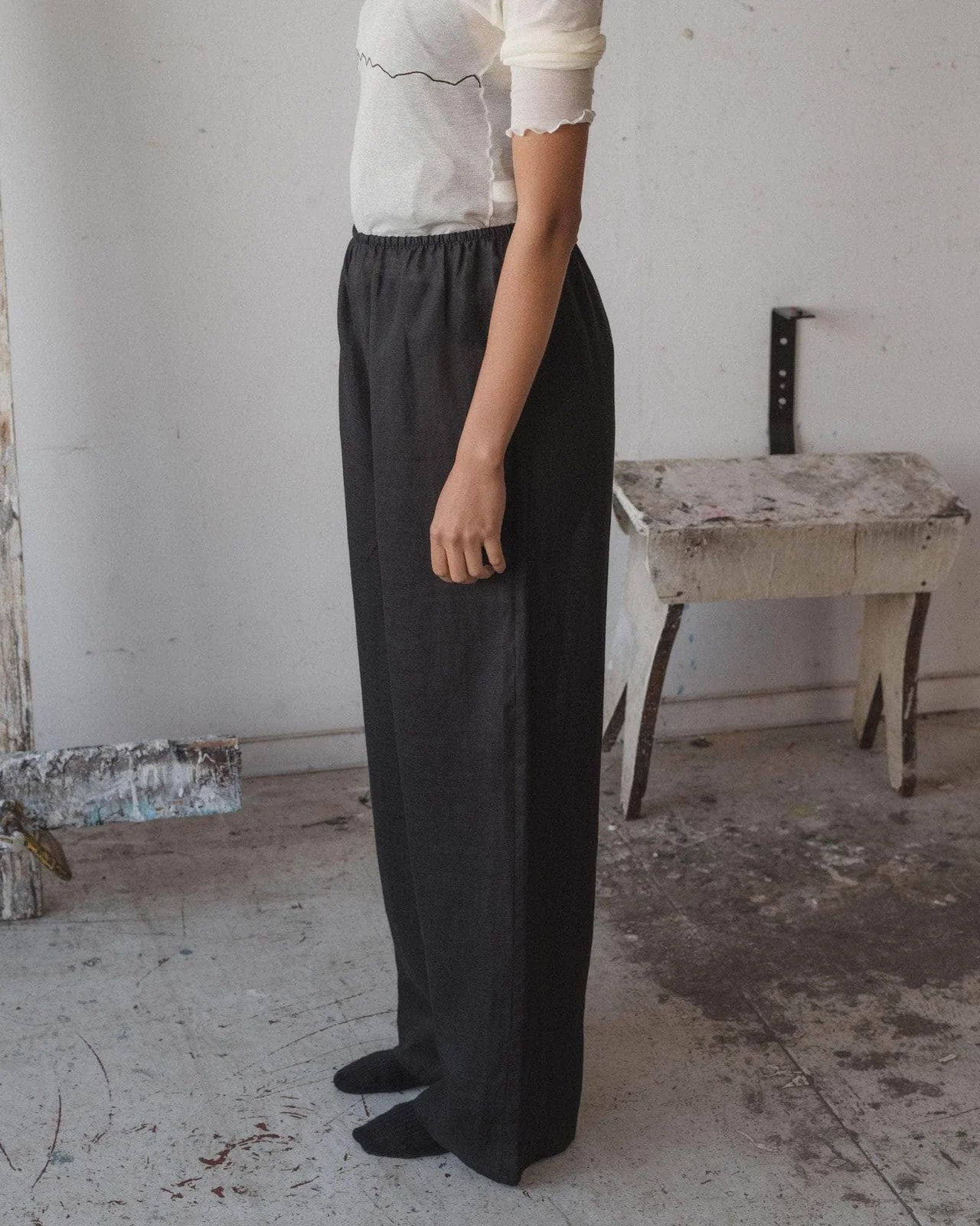 Baserange Stoa Pants Black Linen