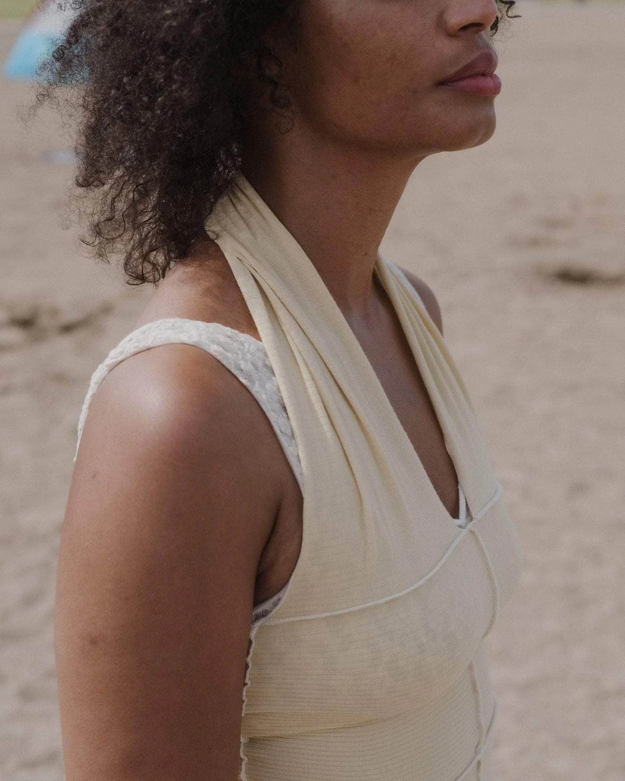 Baserange Cinder halter top - Fine Organic Cotton Rib