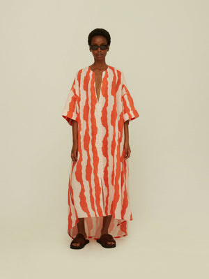 OAS Company Orange Calima Tangelo Linen Dress