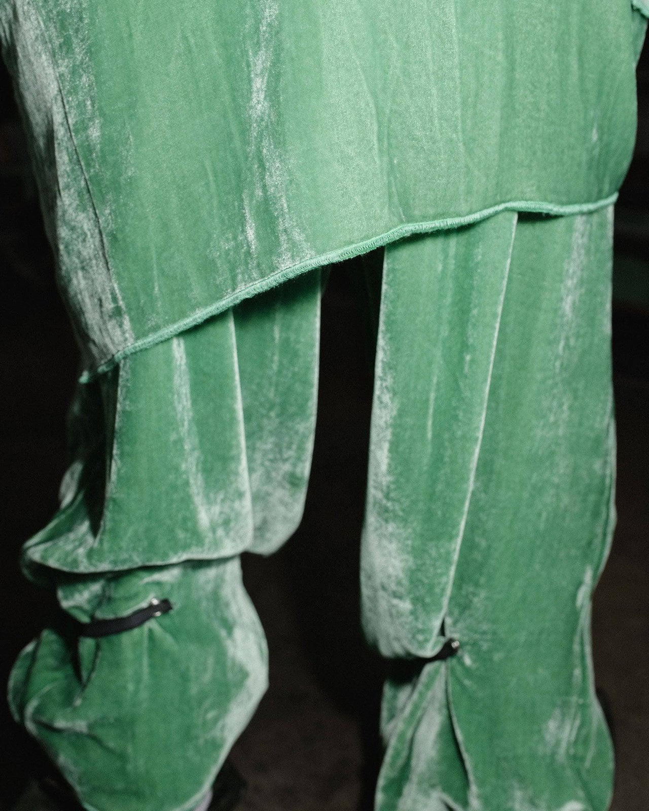 Baserange Unir Velvet dress in Vella Green