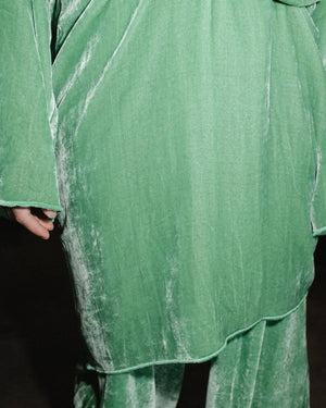 Baserange Unir Velvet dress in Vella Green